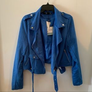 Missguided cobalt super soft biker jacket NWT 12